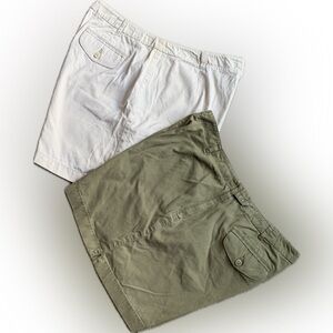 Ann Taylor shorts bundle Khaki side zip Khaki beige & olive green, Size 12